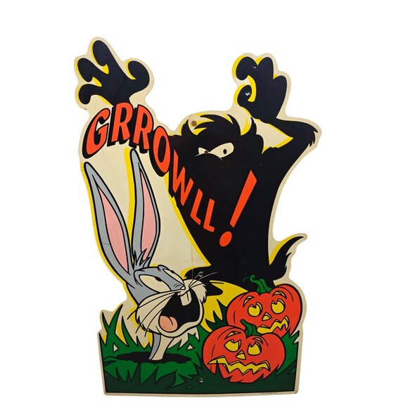 Vintage 1997 Warner Bros Bugs Bunny Gossamer Monster Halloween Yard Sign Plastic - Picture 1 of 10